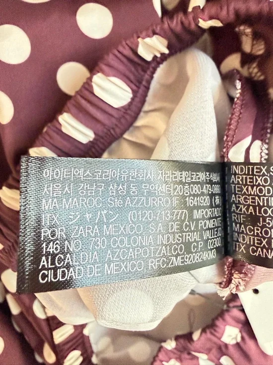 NEW Zara Maroon Polka Dot Midi Skirt Size Small 36343 - Picture 9 of 11